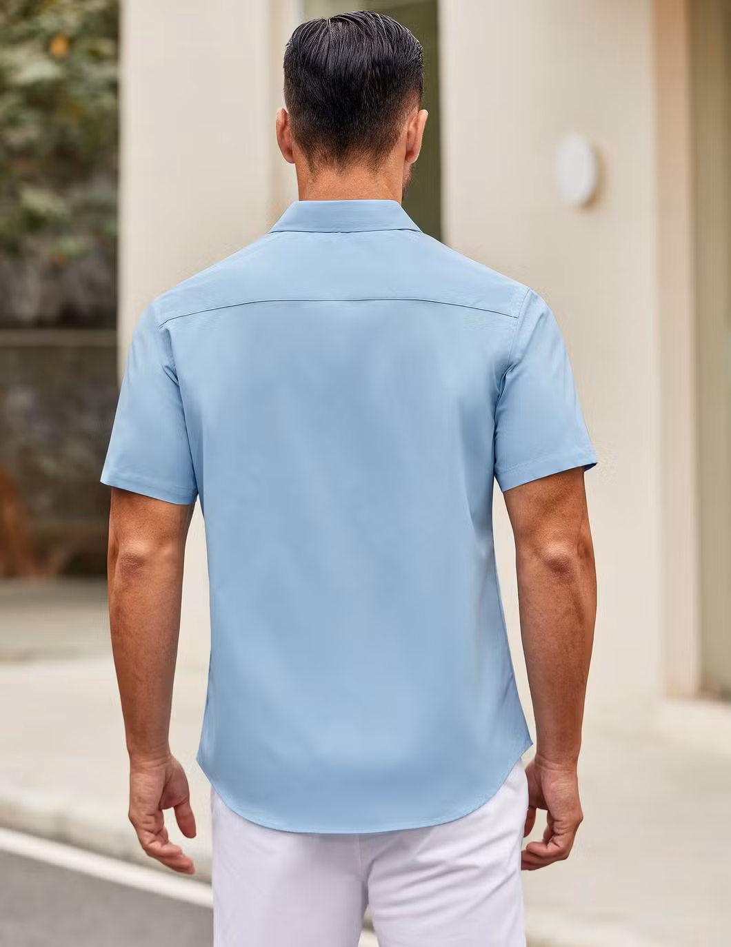 Factory Customized Mens Short Sleeve Casual Button Down Shirts Summer Untucked Dress Work Shirts with Pocket