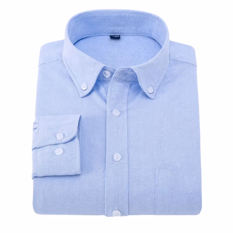 Blue Formal Wholesale Custom 100% Cotton Long Sleeve Men Blue Dress Oxford Shirt