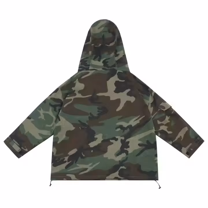 New Designer Custom Vintage Oversized Men′s Hoodies Camouflage Large Pocket Windbreaker High Quality Hooded Jacket