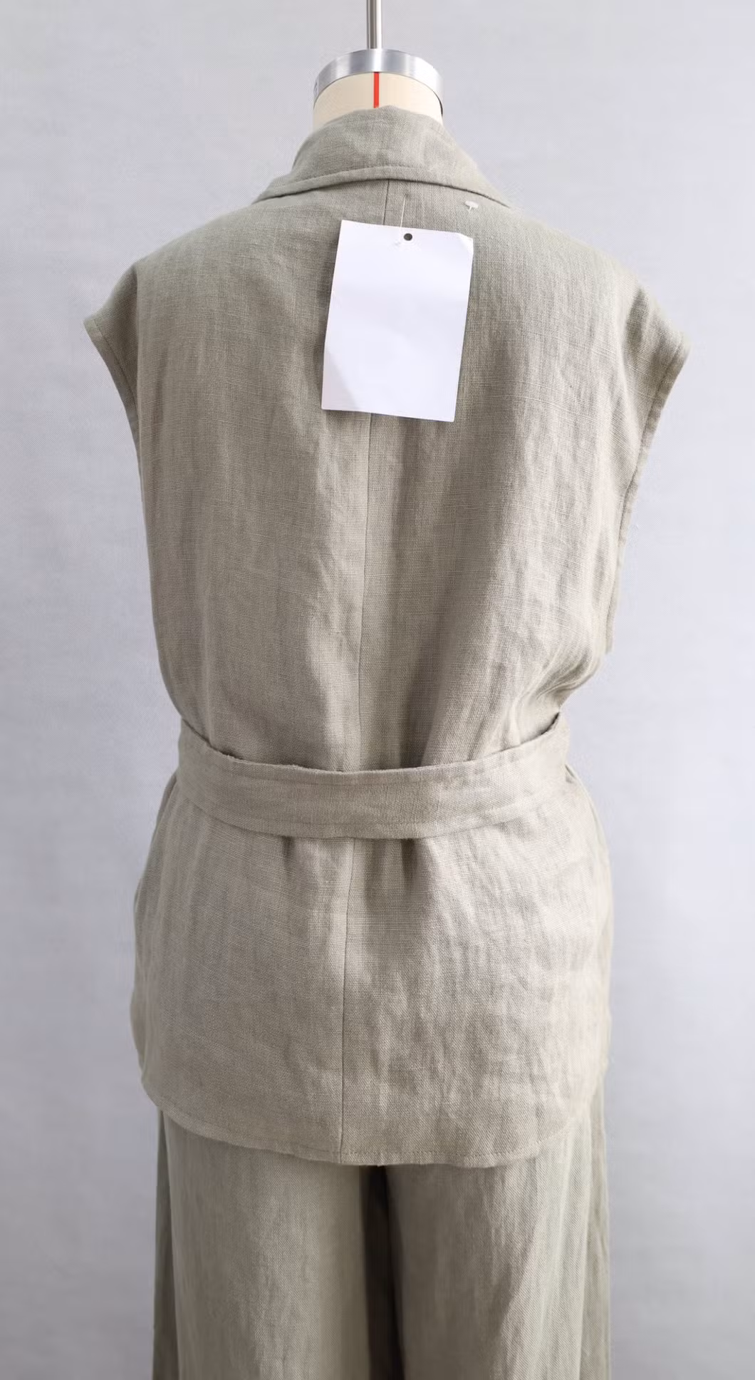 Women′ S Casual Breathable Fashion Linen Vest Jackets with Belt for Ladies