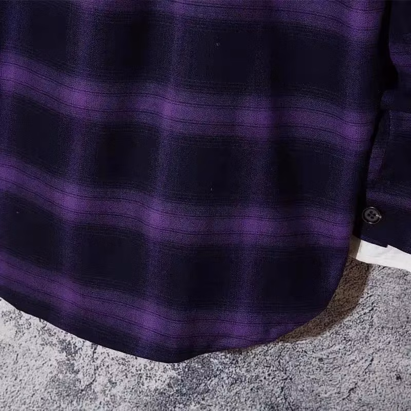Lumberjack Wholesale Purple Plaid Long Sleeve Flannel Shirt Custom Logo Color Flannel Shirts for Men