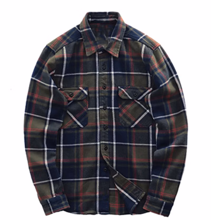 Vintage High Quality Men′s Check Flannel Shirt Jacket Big Size Plaid Heavyweight Flannel Shirt Jacket for Men