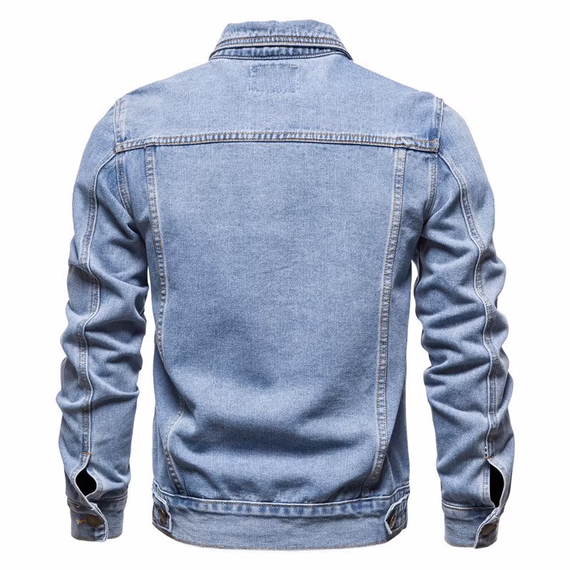 Men′s Hot Sale Cotton Washed Jeans Button Down Slim Casual Denim Jackets