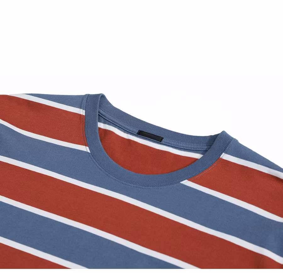 Wholesale 2020 Spring Summer New Striped T-Shirt Men Vintage Red Blue Striped Pockets 100% Cotton Plus Size Male Shirts