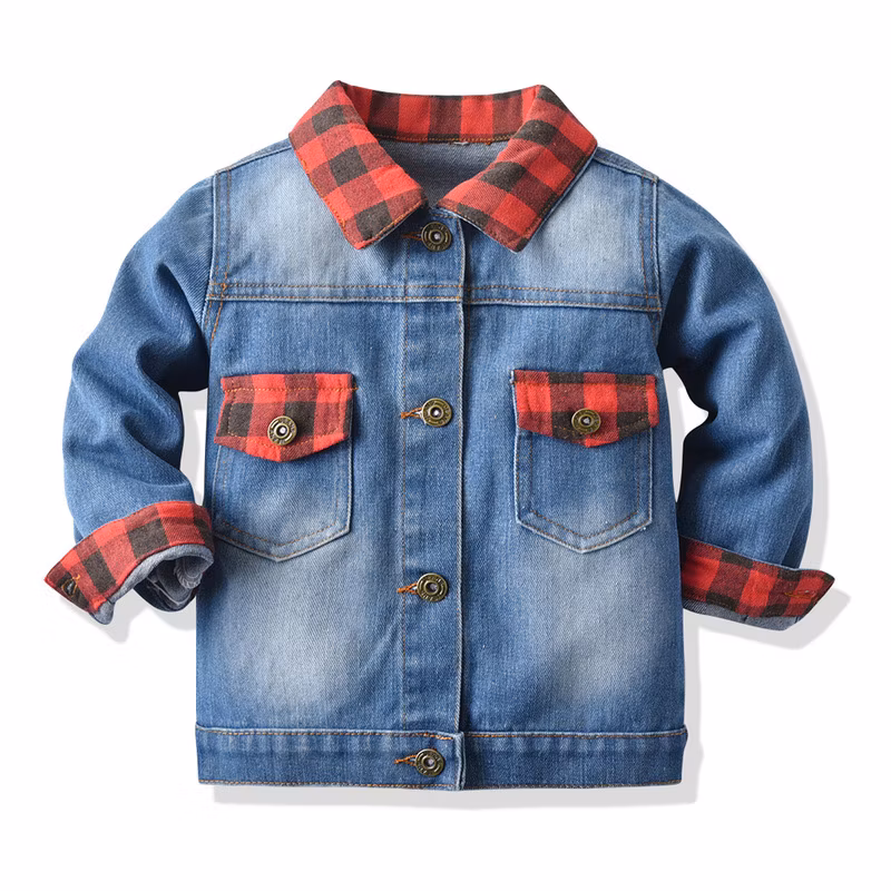 Boy Clothes Children Clothes Kids Clothes Kids Denim Jackets Jeans Jacket Kids Wear Fashion Wear Girls Boys Jackets Jeans Coat Denim Clothes Plaid Denim Jacket