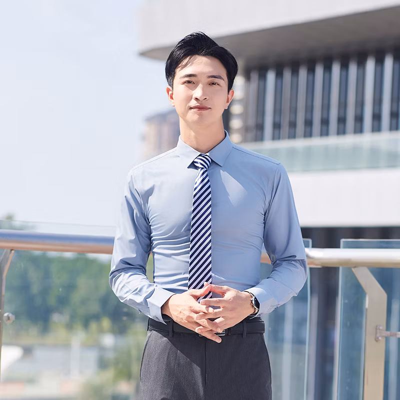 Dy1-TM118#Light Gray V-Neck Urban White-Collar Workplace Casual Short-Sleeved Shirt
