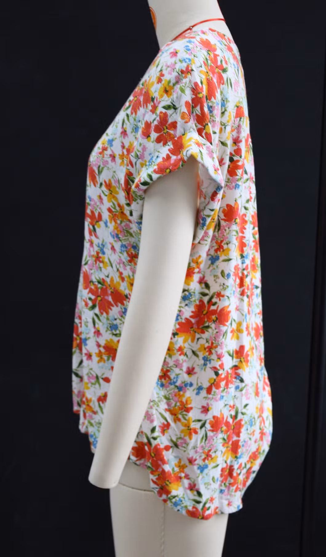 Best Selling Short Sleeve Breathable Linen Viscose Fashion Women Shirts with Print