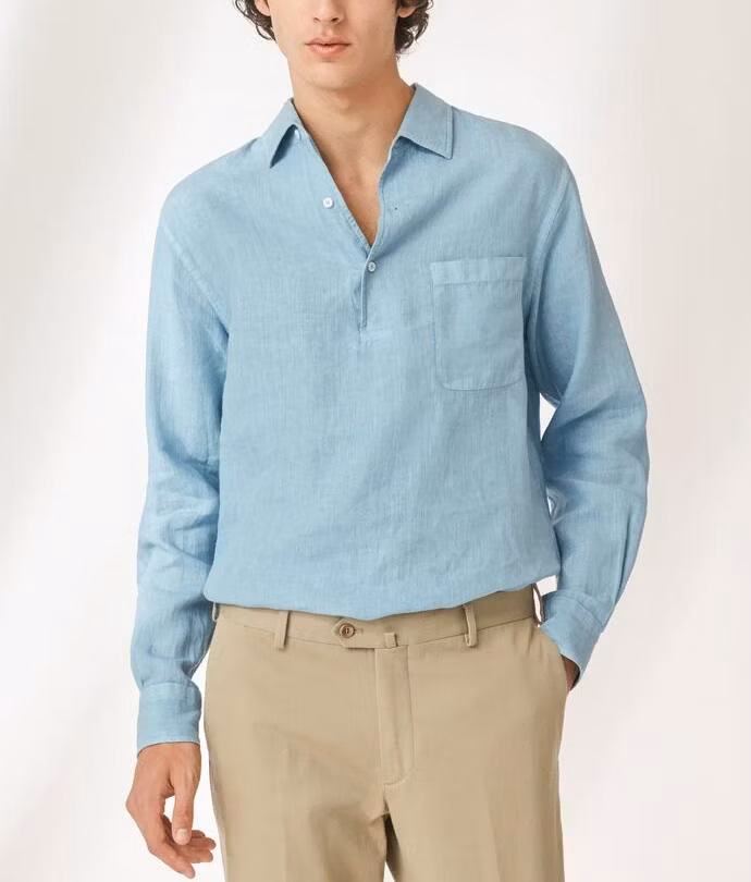 Men′s Pullover Long Sleeve Shirts Linen Shirts for Men′s Casual Summer Shirt Custom Clothing Shirt