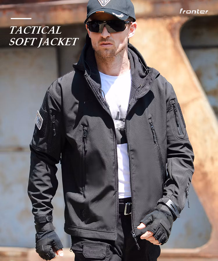 OEM New Fashion Mens Fleece Outdoor Tactical Softshell Jacket Hooded Outwear Coat