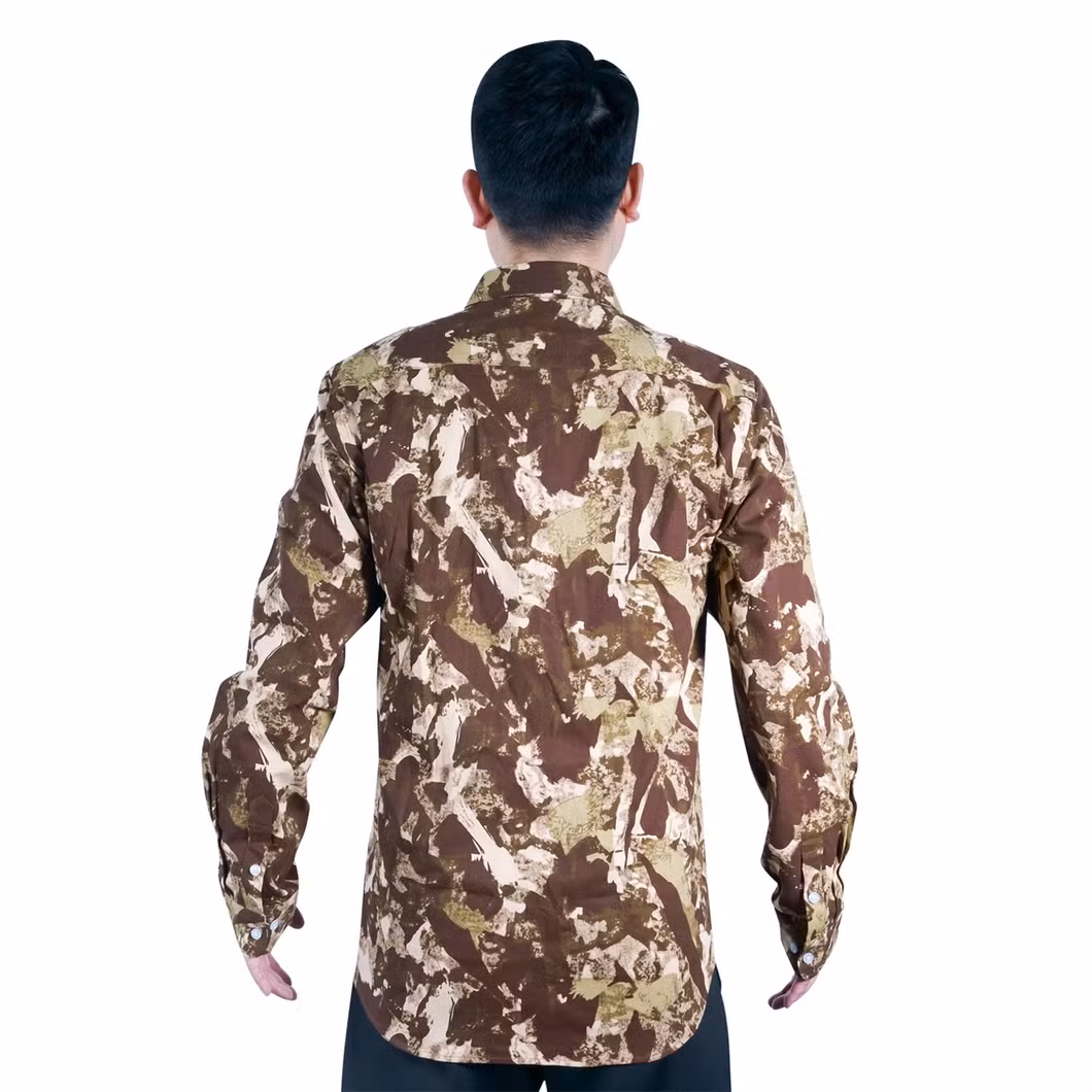 High Quality Camo Shirt Camouflage Full Printing Outwear Men Embroidery Logo Work Shirts