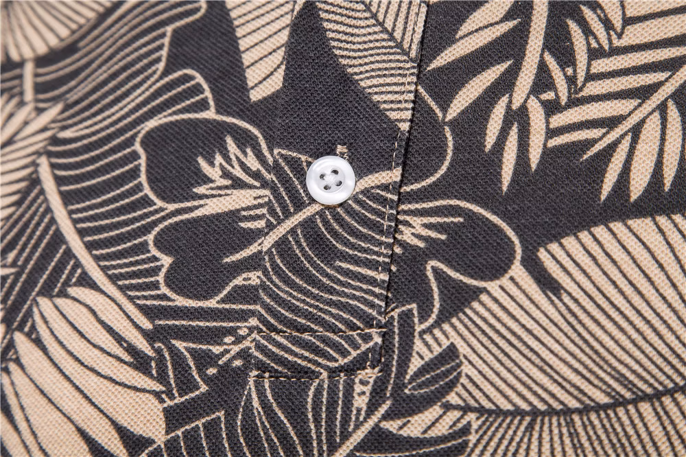 Customized Short Sleeve Floral Printed Logo Summer Polo Neck Golf Polo Shirts for Men