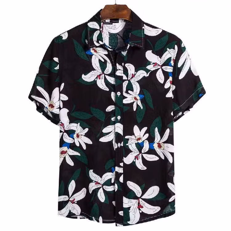 Lasted Digital Printed Men′s Collar High Fashion Quality Vintage Short Sleeve Printed Shirts for Men Hawaiian Shirt