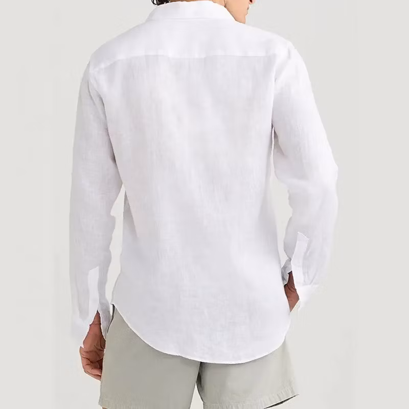 Custom Wholesale New Summer Fashion Classic Linen Long Sleeve Mens Casual Men Shirt