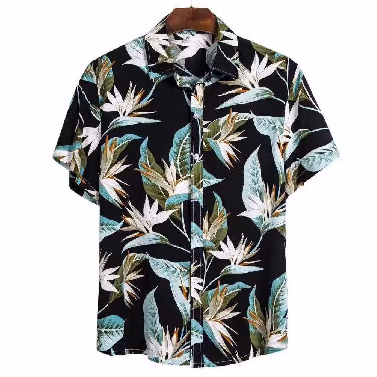 Lasted Digital Printed Men′s Collar High Fashion Quality Vintage Short Sleeve Printed Shirts for Men Hawaiian Shirt