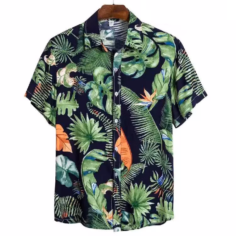 Lasted Digital Printed Men′s Collar High Fashion Quality Vintage Short Sleeve Printed Shirts for Men Hawaiian Shirt
