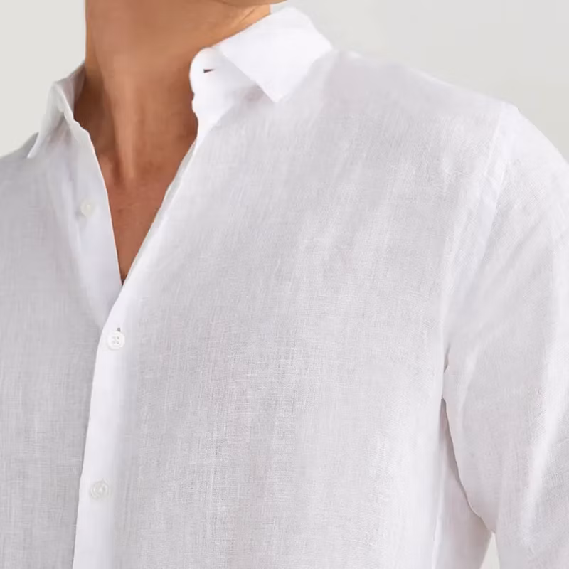 Custom Wholesale New Summer Fashion Classic Linen Long Sleeve Mens Casual Men Shirt