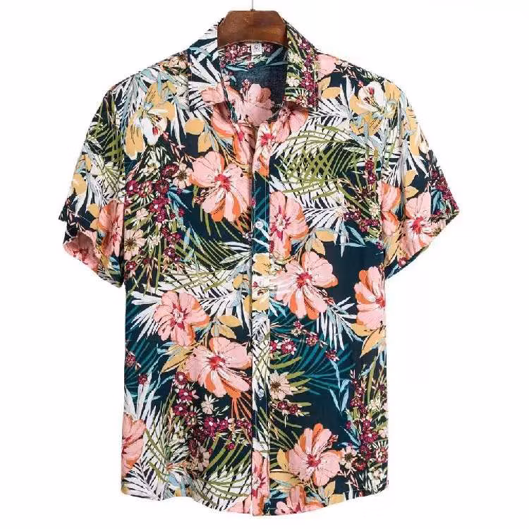 Lasted Digital Printed Men′s Collar High Fashion Quality Vintage Short Sleeve Printed Shirts for Men Hawaiian Shirt