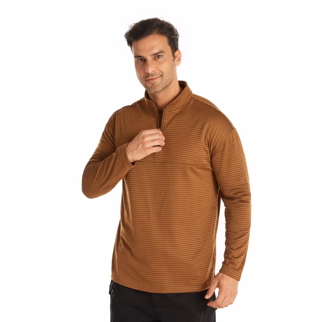 Checkered Fleece Tactical Training Thermal Underwear Outdoor Sports Cycling Clothing Men′s Bottoming Shirt