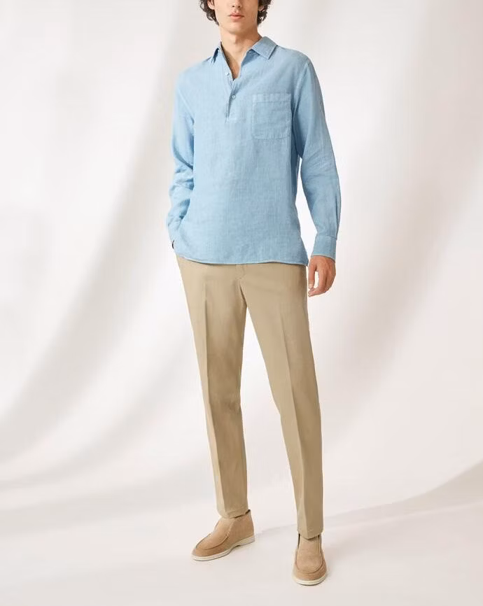Men′s Pullover Long Sleeve Shirts Linen Shirts for Men′s Casual Summer Shirt Custom Clothing Shirt