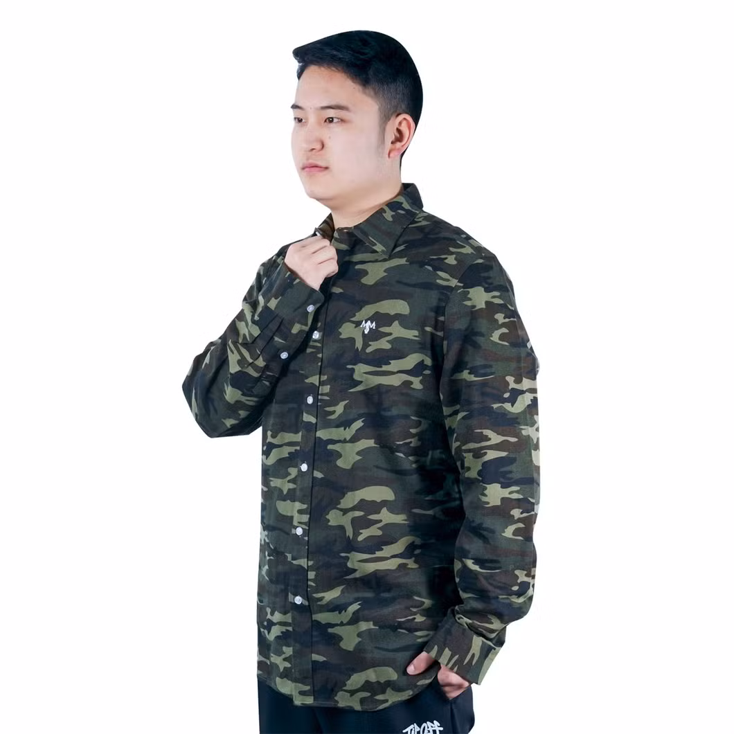 High Quality Camo Shirt Camouflage Full Printing Outwear Men Embroidery Logo Work Shirts