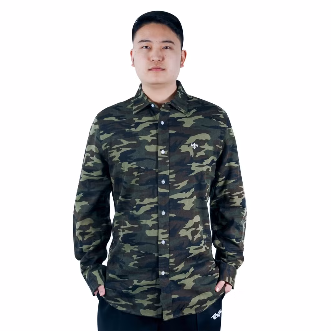 High Quality Camo Shirt Camouflage Full Printing Outwear Men Embroidery Logo Work Shirts