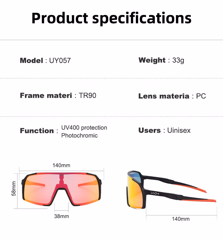 OEM ODM Men Women Outdoor Road Bike Glasses Anti UV Photochromic Sport Sunglasses