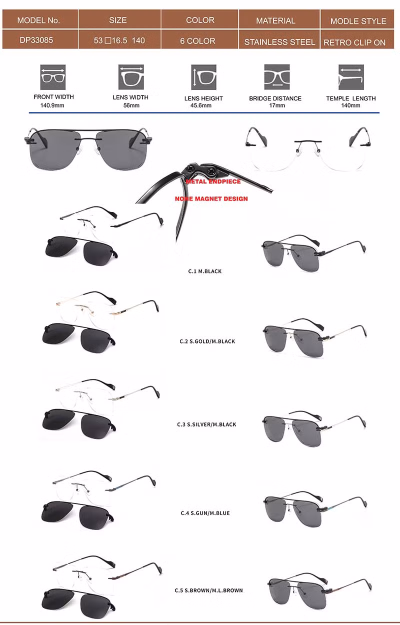 FC Optics 2019 Newest Fashion PC Frame Sunglasses Clip on Sunglass
