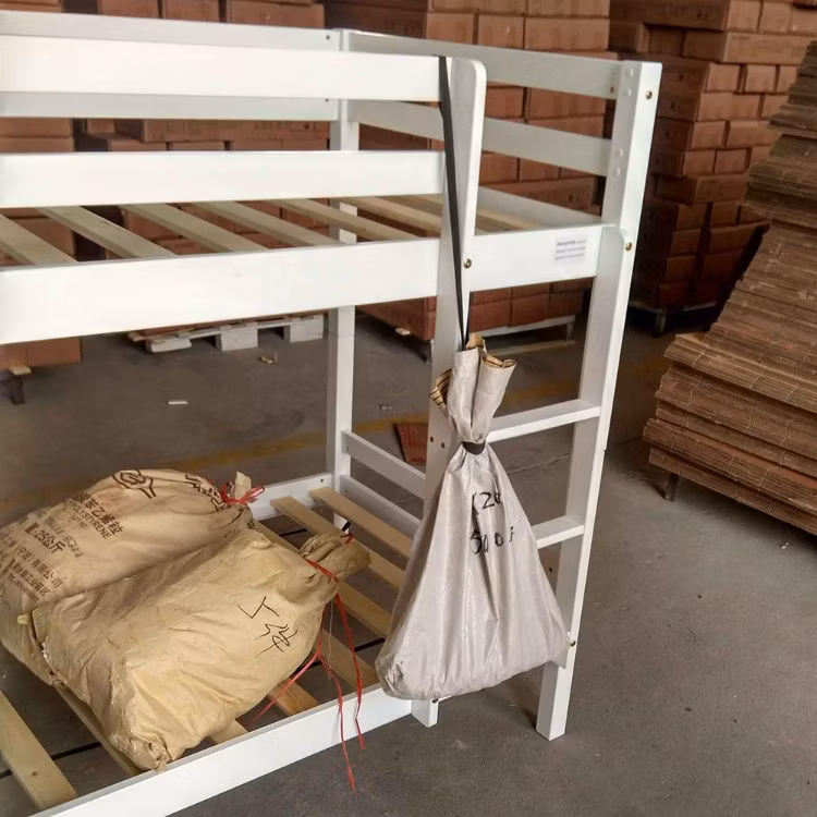 Pinewood Bedroom Furniture L-Shaped Kids Loft Bunk Beds Frame for 3 Children