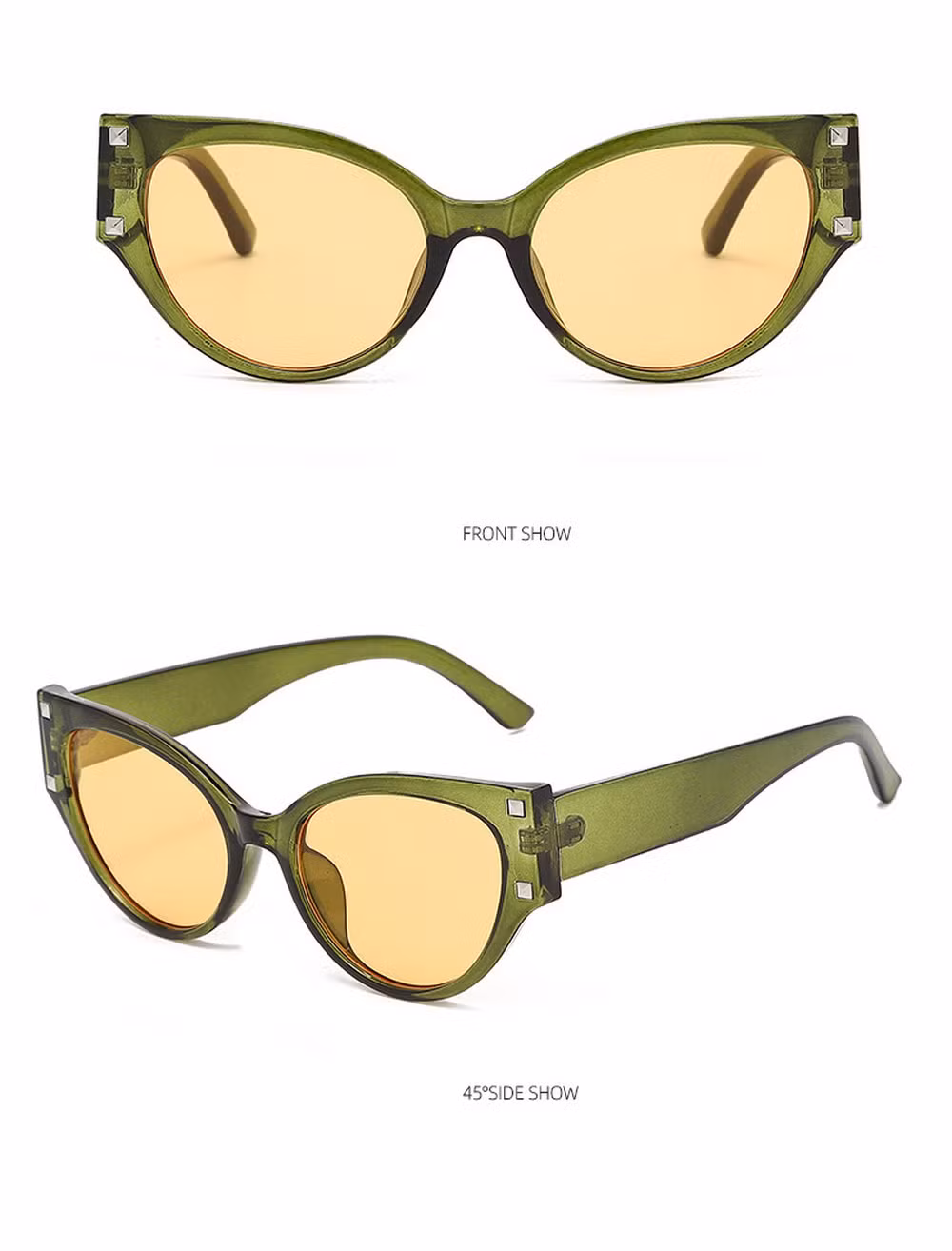 2024 New Arrival OEM High Quality Full Rim PC Cat Eye Frame Fashion Unisex Sunglasses with 100% UV400 Lenses