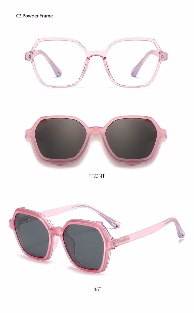 Fashion Design Frame Color Changeable Kids Eyewear with Clip on Sunglasses