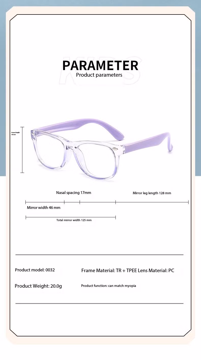 Tr-90 Soft Frame Anti-Blue Lights Eyewear for Kids Ready to Ship