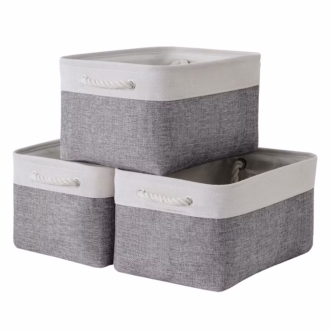 2024 Hot Selling Trend Foldable Canvas Fabric Storage Basket for Home Essentials Wardrobe Bedding and Tools