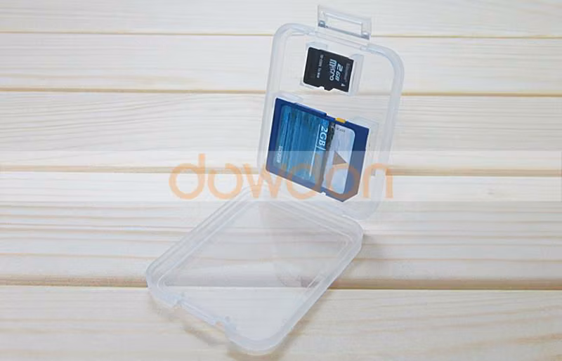 High Quality Transparent 2 in 1 Plastic Memory Card Case for SD Card Micro SD Card TF Card