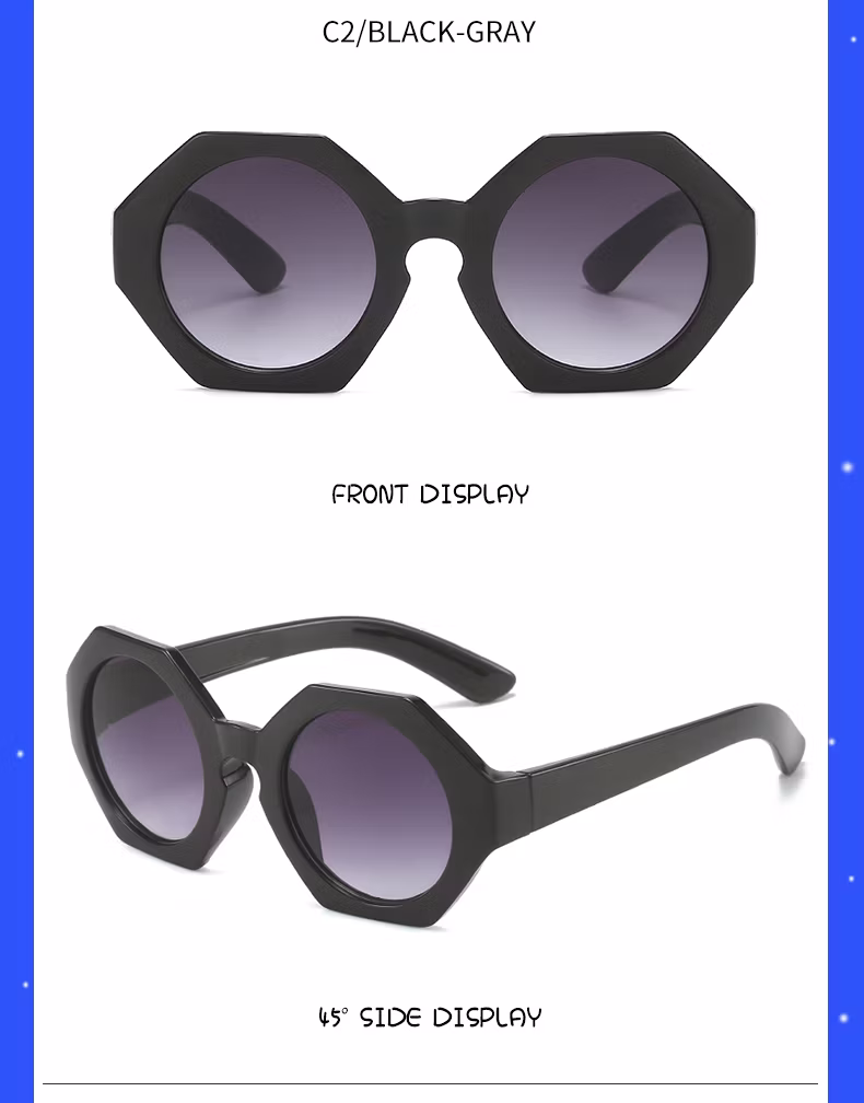 Fashion Hexagon Shape PC Sunglasses Teenagure Plastic New Color Sunglasses