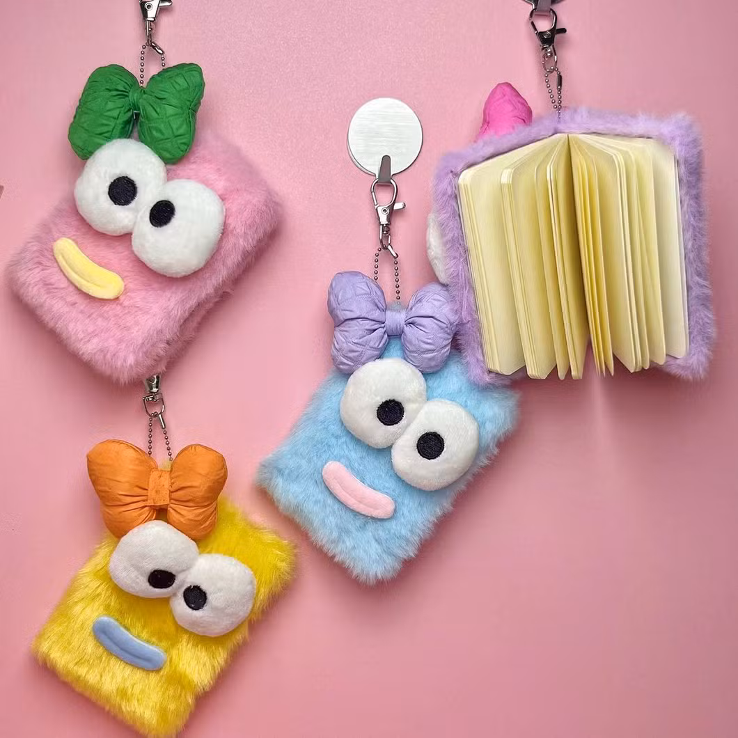 Creative Notebook with Cute Big Eyes Funny Bow Sausage Mouth Fabric Cover A7 Sizes Notepad for Carry-on and Gift