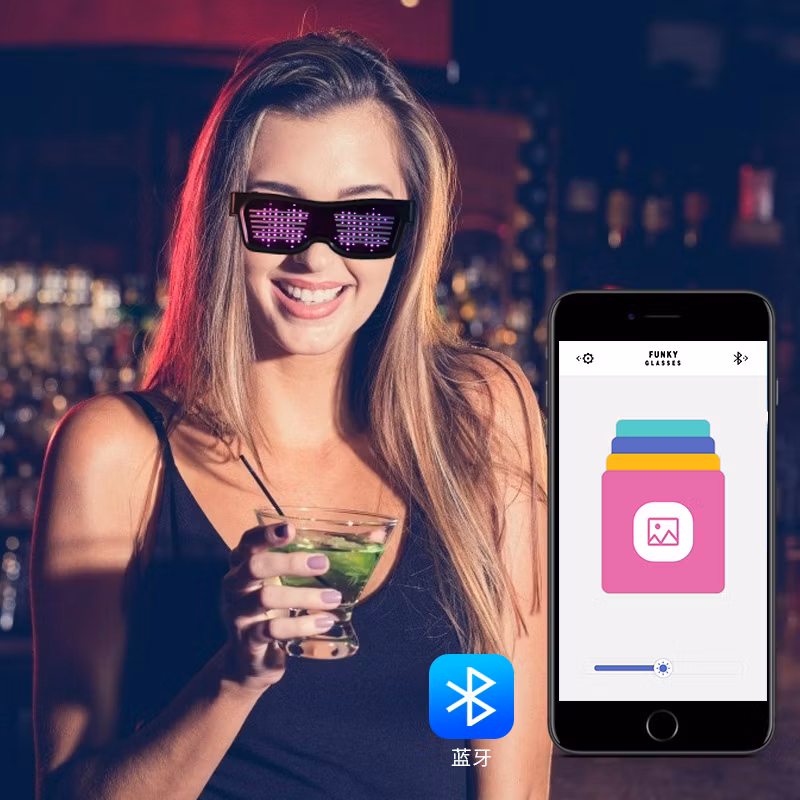Party LED Glasses Disco Wine Bar Dynamic Flashing LED Glasses Blue Tooth APP Support Customizable Light up Glass USB Charging