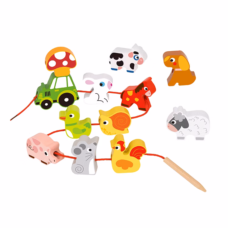 2024 Classic Farm Wooden Toy for Child Creative Lacing Games