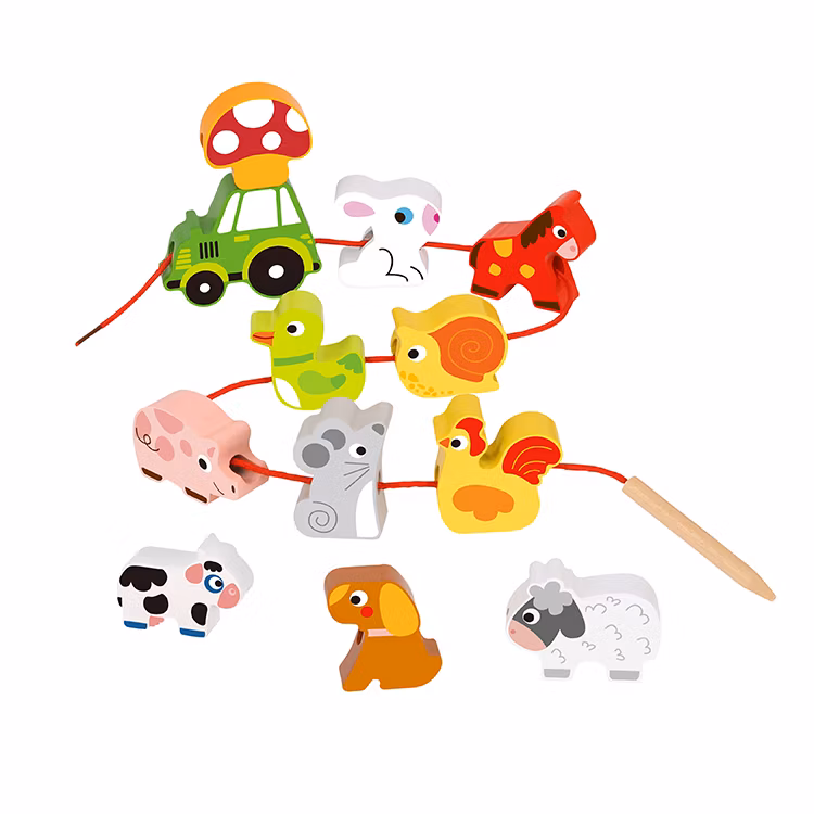 2024 Classic Farm Wooden Toy for Child Creative Lacing Games