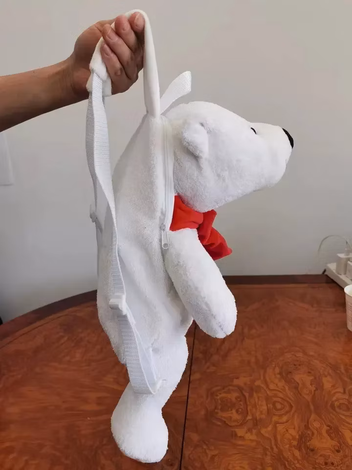 2024 Factory Supply Plush Children School Bag White Cartoon Mini Plush Cute Bear Kids Backpack