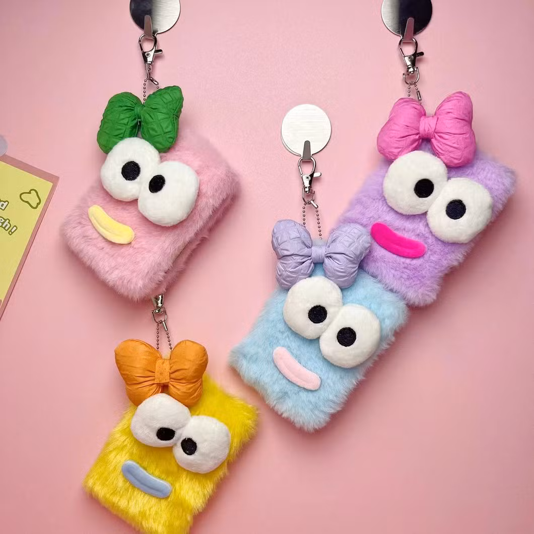 Creative Notebook with Cute Big Eyes Funny Bow Sausage Mouth Fabric Cover A7 Sizes Notepad for Carry-on and Gift