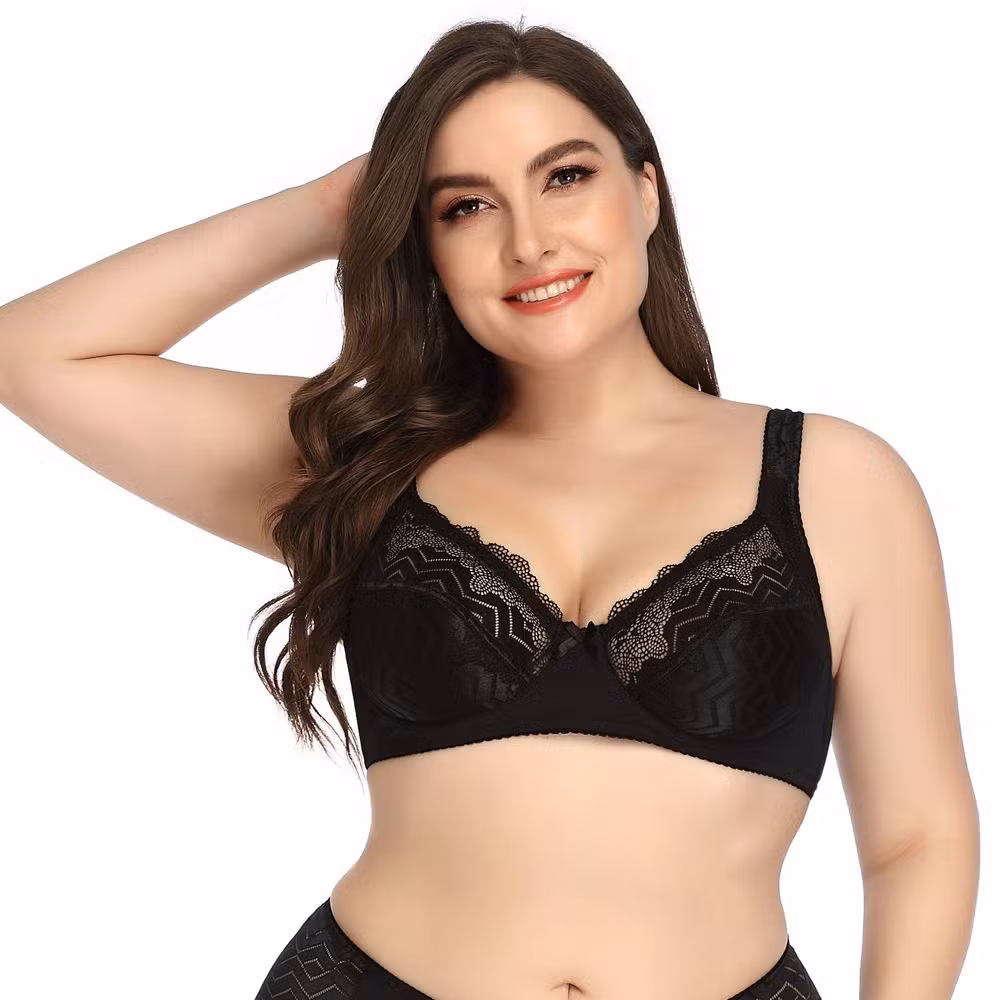 Intiflower Sexy Underwire Bra for Women Soft and Comfortable Vena Bra Elegant Big Cup Set Bow Decoration