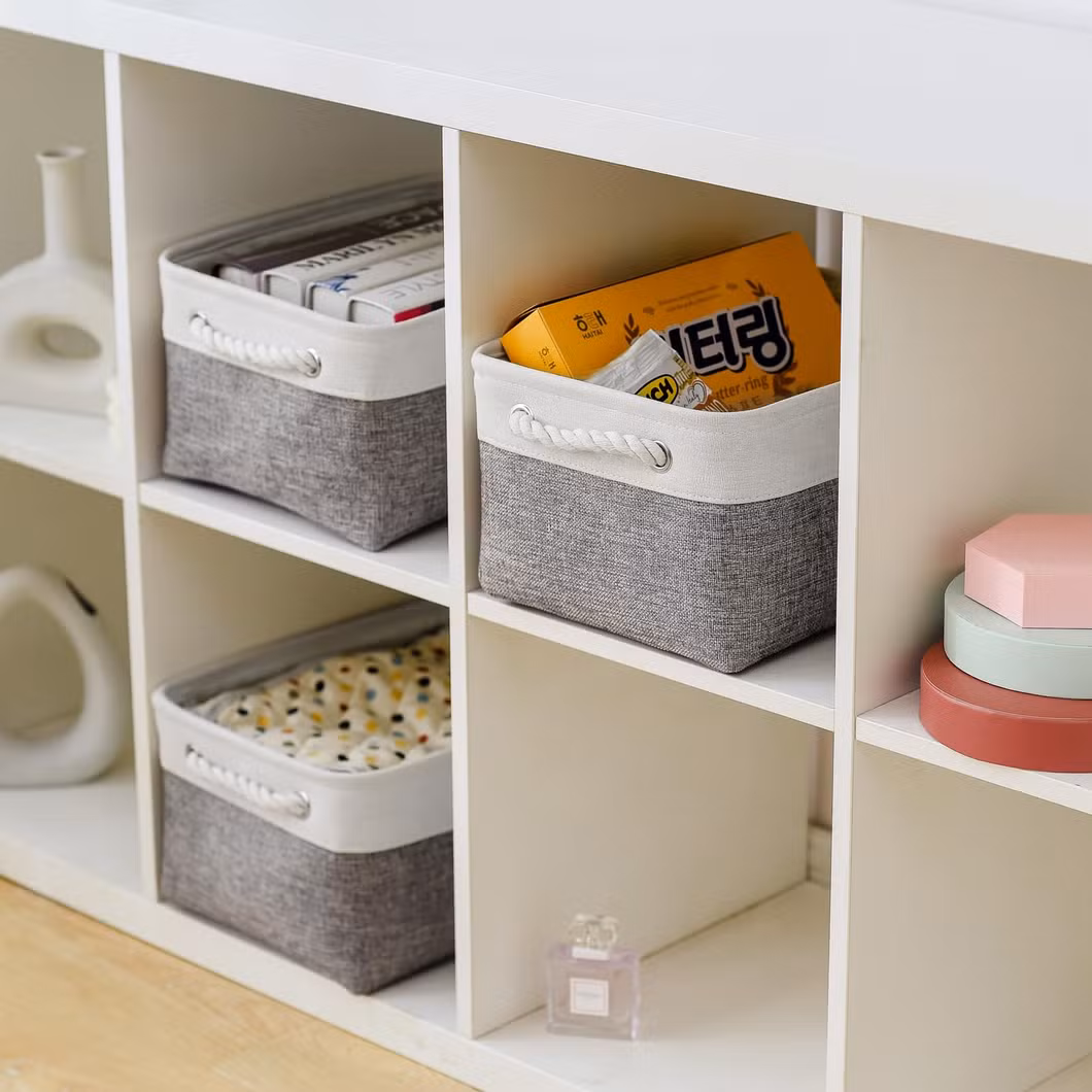 2024 Hot Selling Trend Foldable Canvas Fabric Storage Basket for Home Essentials Wardrobe Bedding and Tools