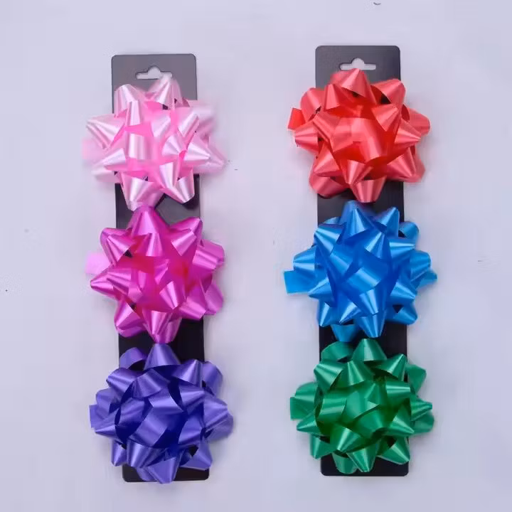 4-Inch Decorative Glossy Ribbon Set with Star Bows and Curly Bows for Christmas Gift Wrapping.
