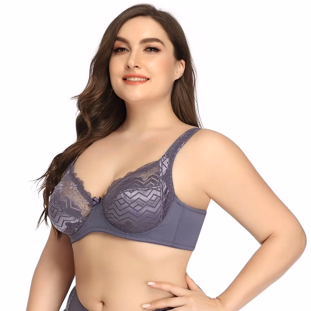 Intiflower Sexy Underwire Bra for Women Soft and Comfortable Vena Bra Elegant Big Cup Set Bow Decoration
