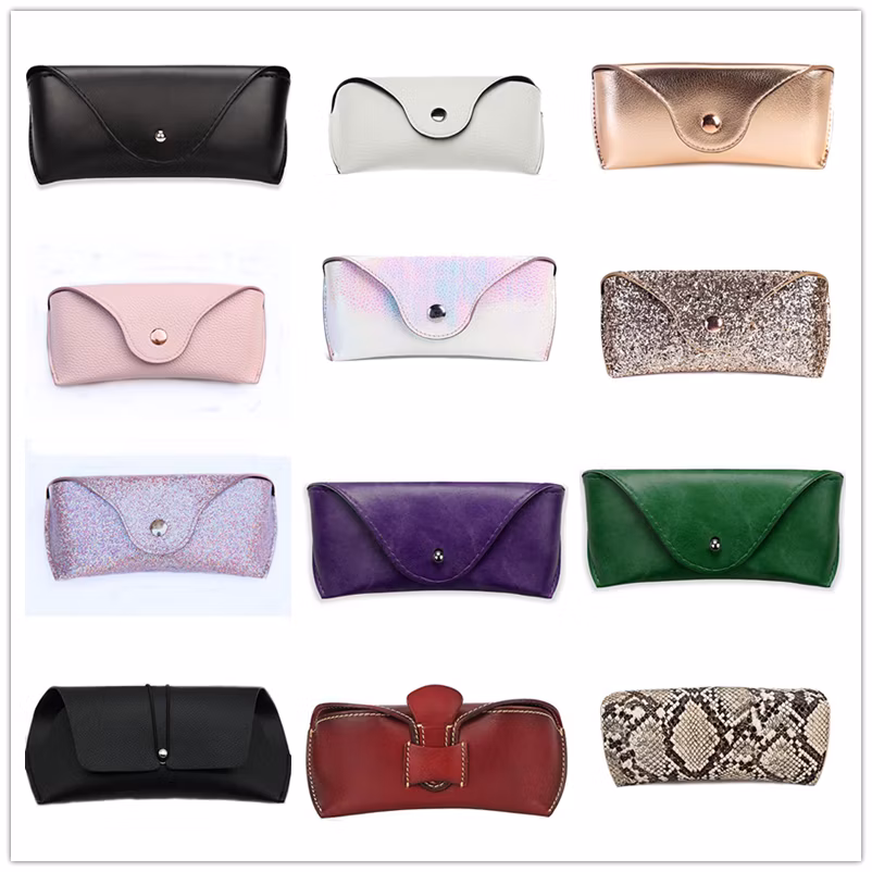 Tri-Fold Glasses Case, Foldable Eyeglasses Case Hard Shell Sunglasses Protective Fashionable Glasses Case Leather for Men/Women