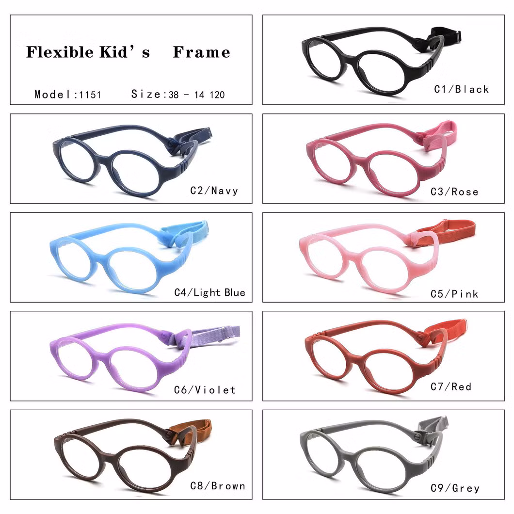 Wholesale Flexible Colorful Hot Sell Glasses Children Kids Optical Frame Fashion Eyewear Reading Glasses with Head Strap