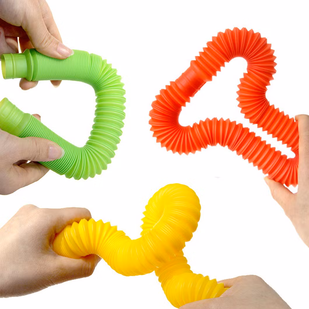 8PCS/Pack Colorful Stress Relief Decompression Pipe Pop Tube Sensory Fidget Toy for Kids Stretch