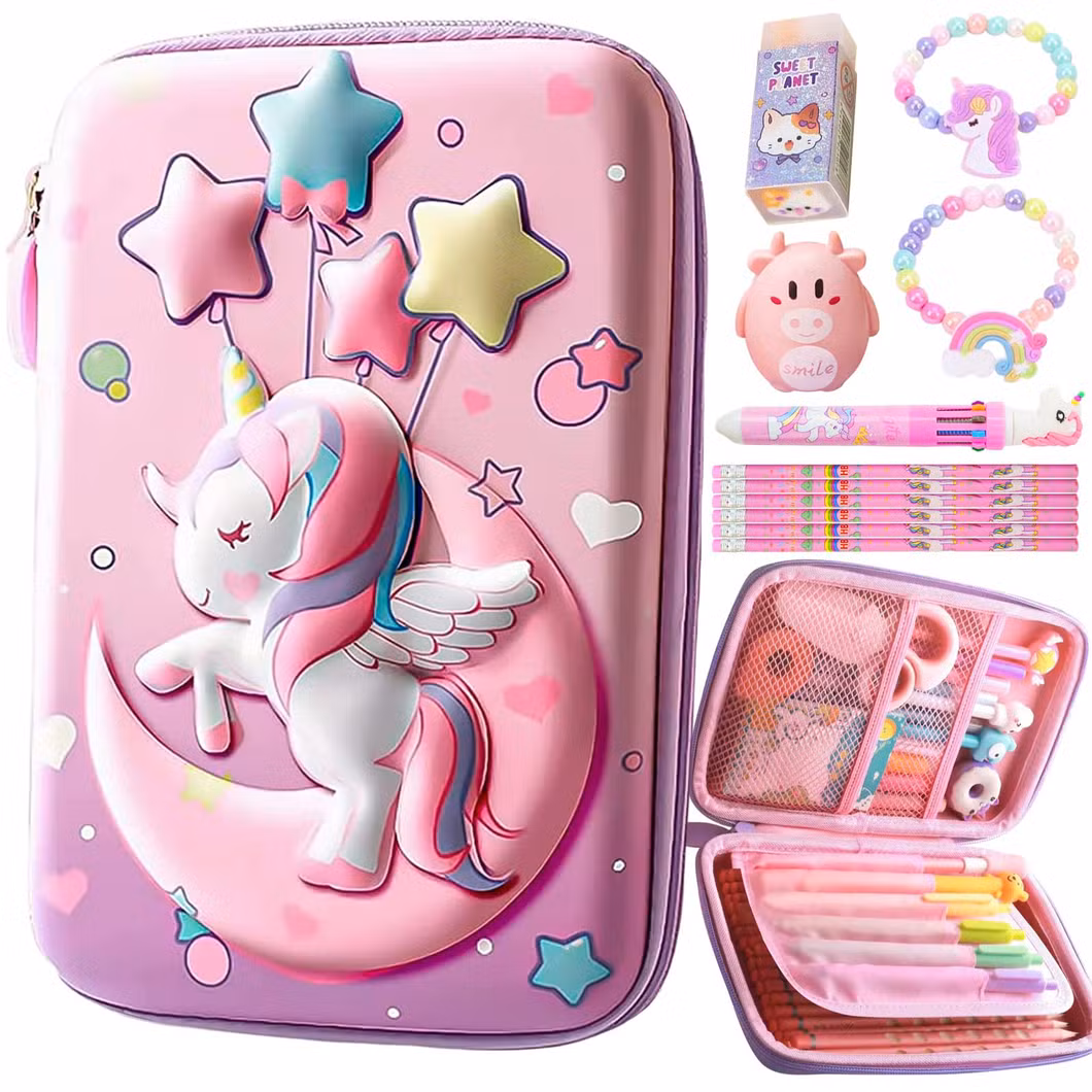 High Quality Kawaii Cartoon Cute EVA 3D Pencil Cases & Bags Custom Pen Case Stationery Box Hardtop for Girls Kids