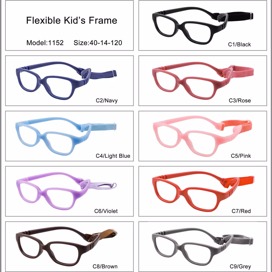 Wholesale Flexible Colorful Hot Sell Glasses Children Kids Optical Frame Fashion Eyewear Reading Glasses with Head Strap