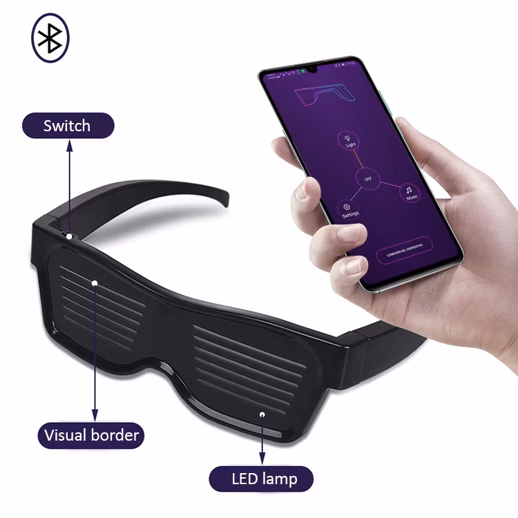 Party LED Glasses Disco Wine Bar Dynamic Flashing LED Glasses Blue Tooth APP Support Customizable Light up Glass USB Charging